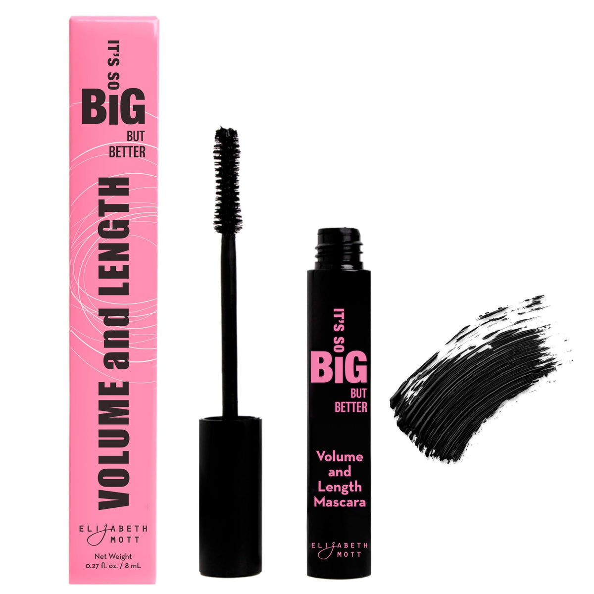 Elizabeth Mott mascara negra con aplicador reloj de arena para volumen intenso