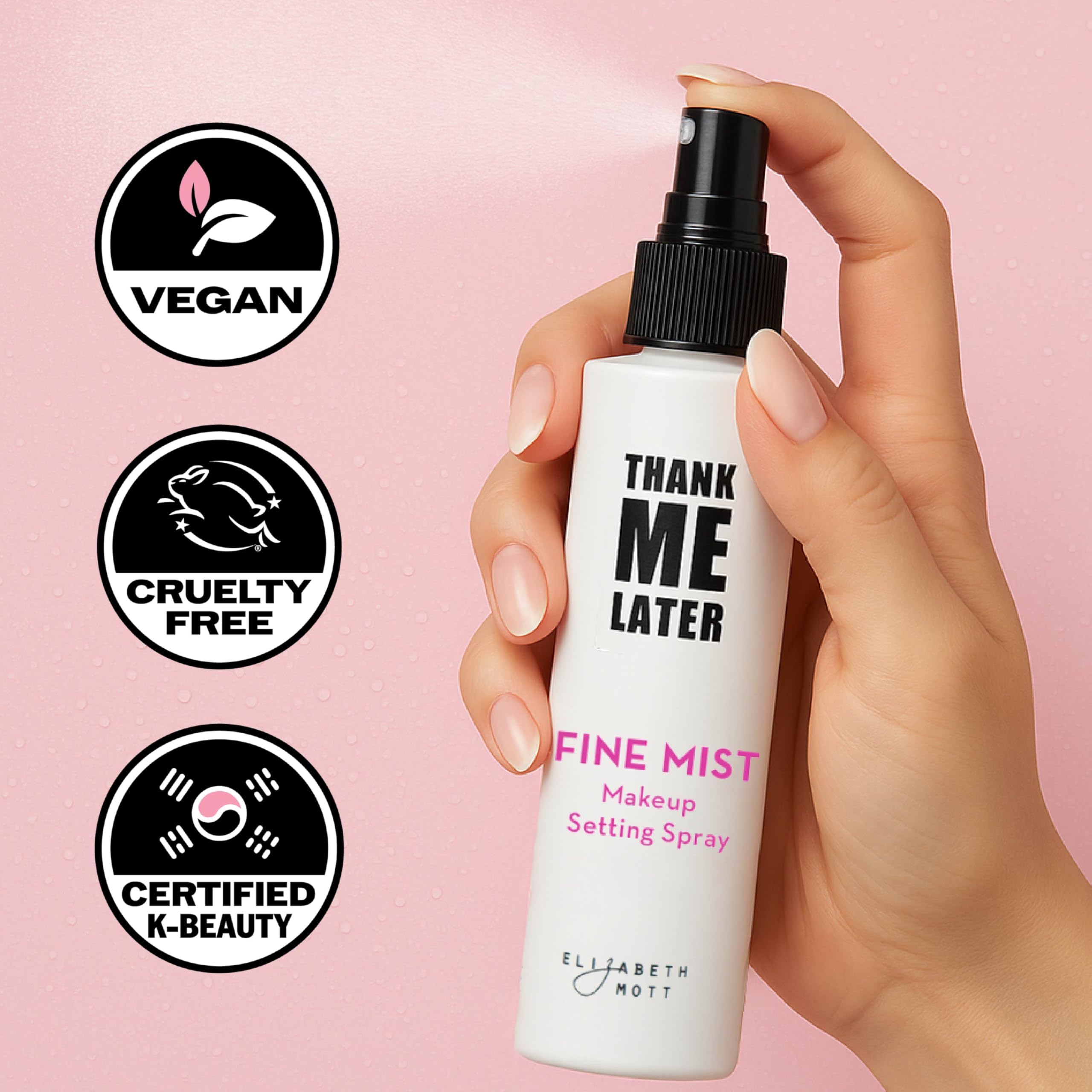 Elizabeth Mott Thank Me Later: pulverización suave para retoques rápidos durante el día.