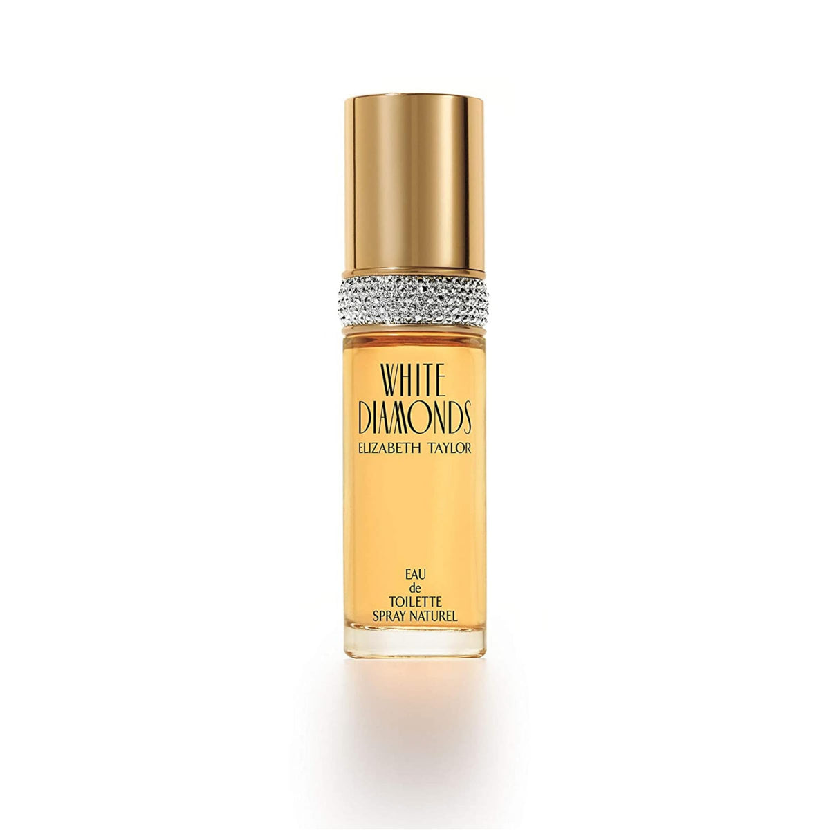 Elizabeth Taylor White Diamonds bottle close-up showing premium gifting-ready packaging