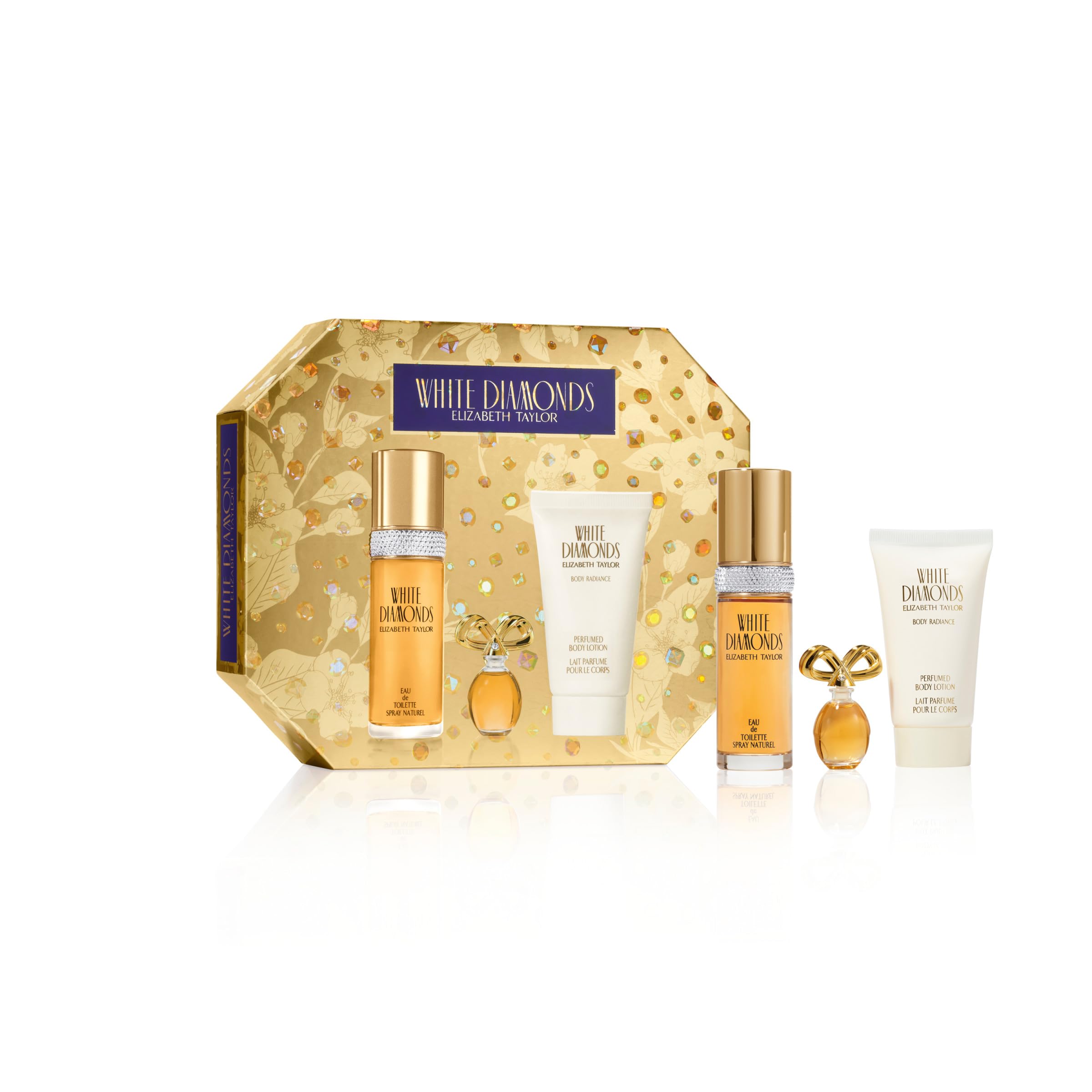 Elizabeth Taylor White Diamonds EDT bottle to symbolize timeless daily glamour.