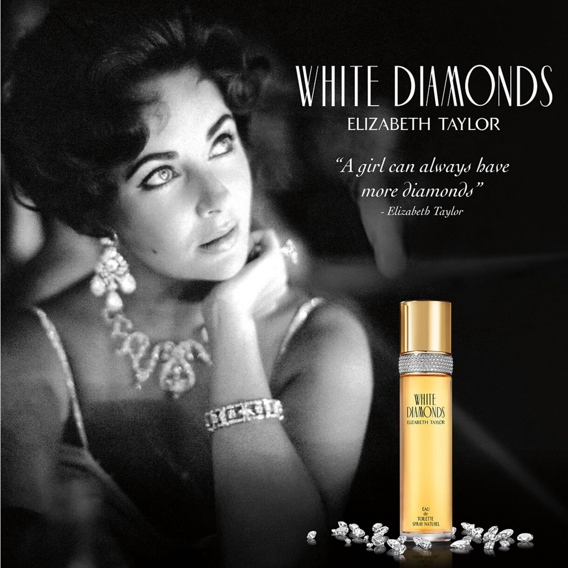 Elizabeth Taylor White Diamonds gift set box signaling premium gifting and elegance.