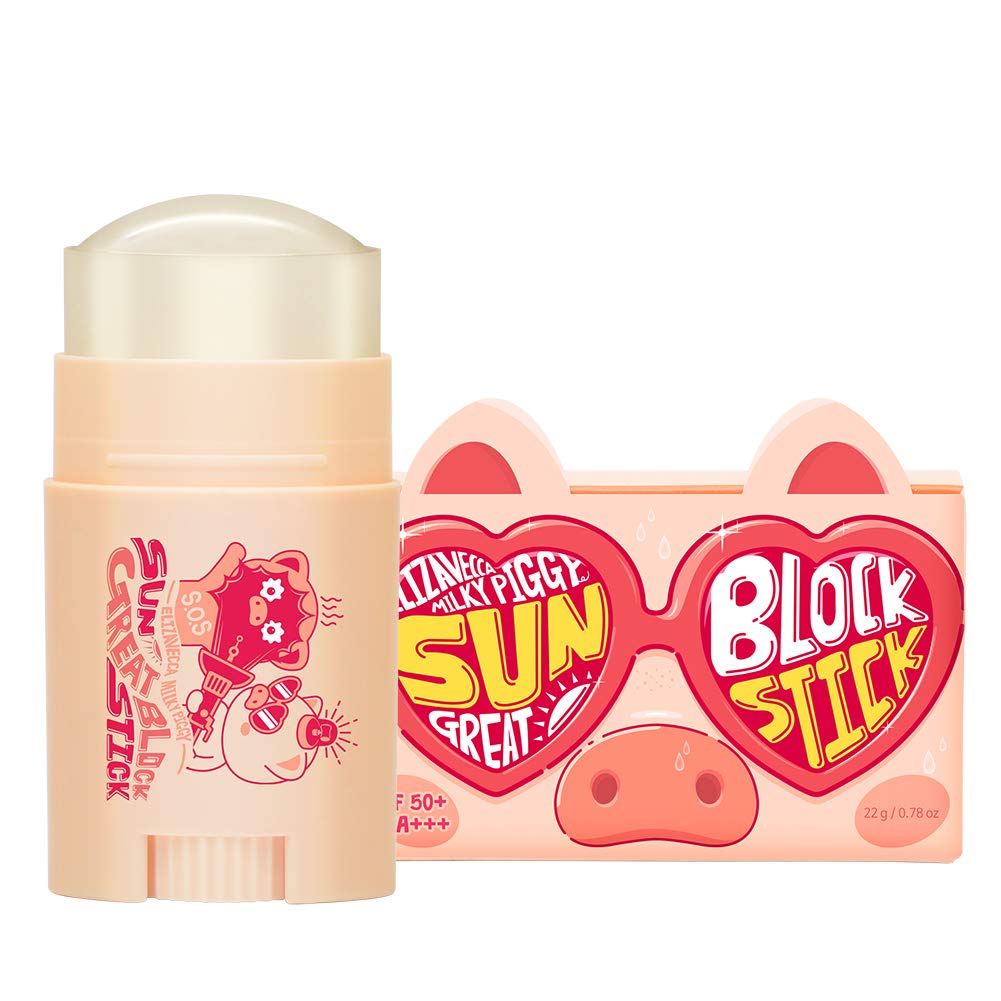 Empaque compacto de Elizavecca Milky Piggy Great Block Stick SPF50+ para llevar contigo.