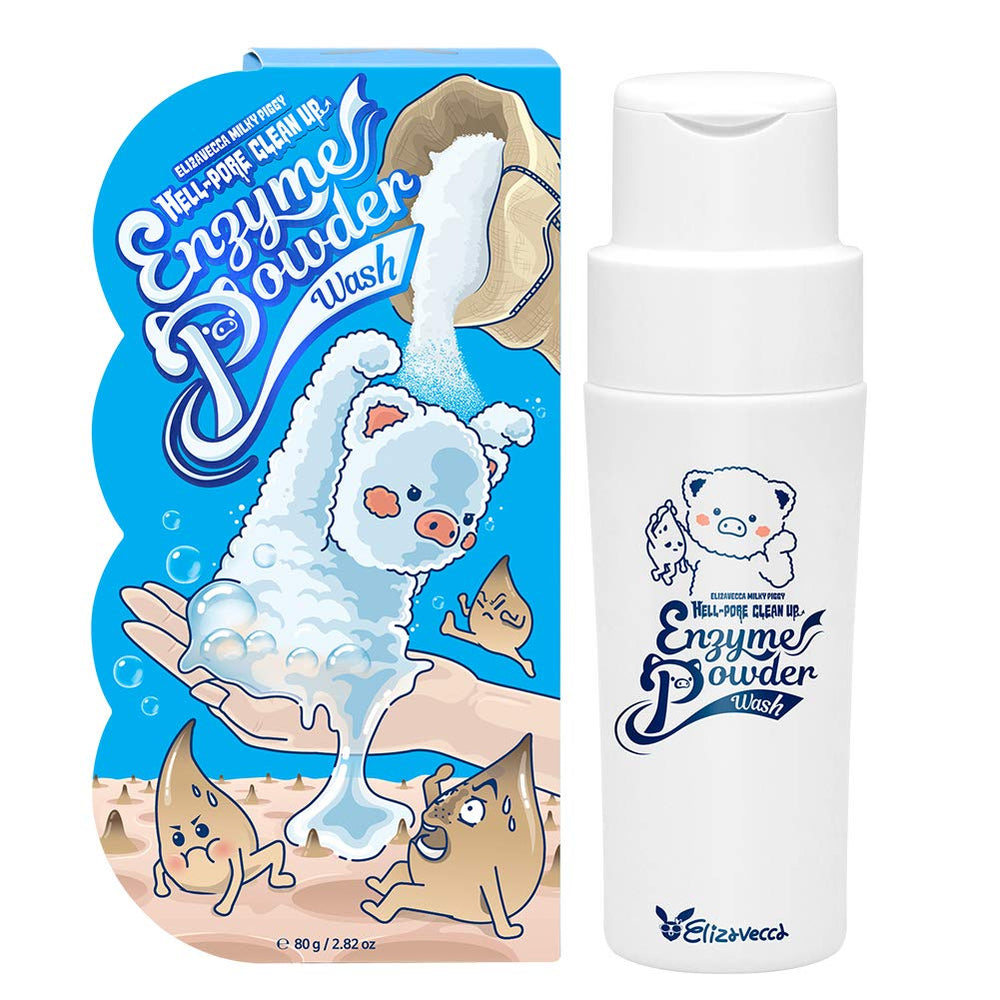 Elizavecca Milky Piggy Hell-Pore Enzyme Powder Wash con burbujas densas, limpieza diaria