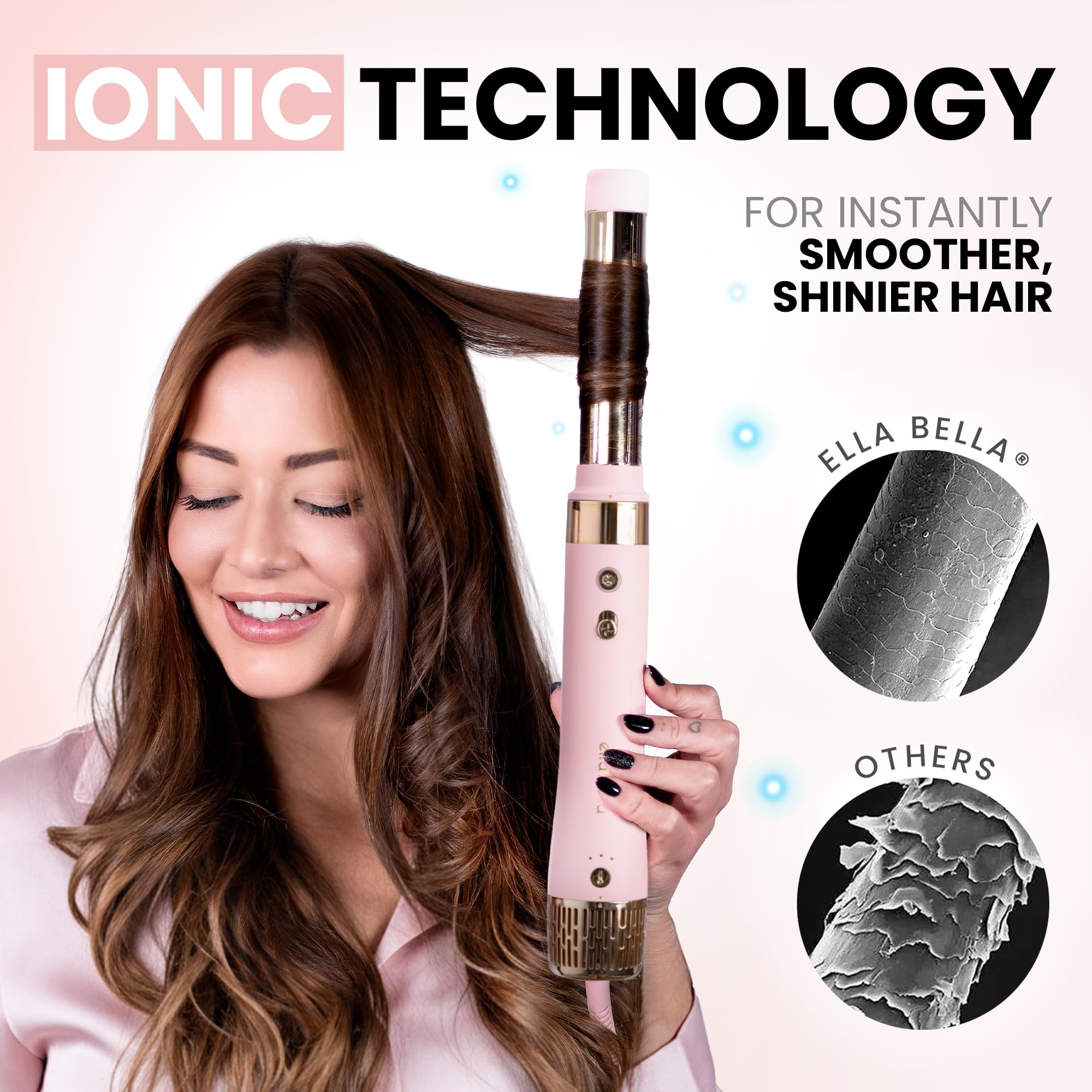 ELLA BELLA 6in1 straightener for sleek, frizz-free finishes.