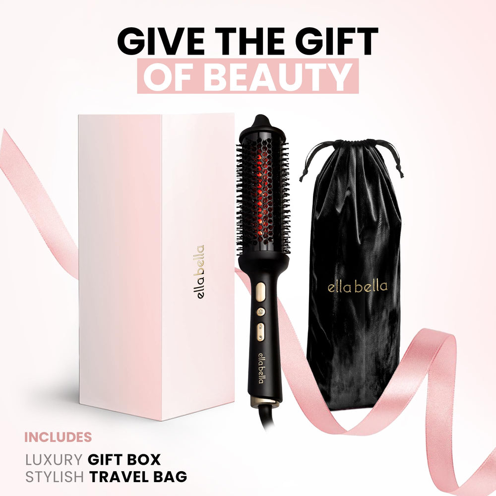 ELLA BELLA aloe-enriched bristles glide gently for snag-free styling.