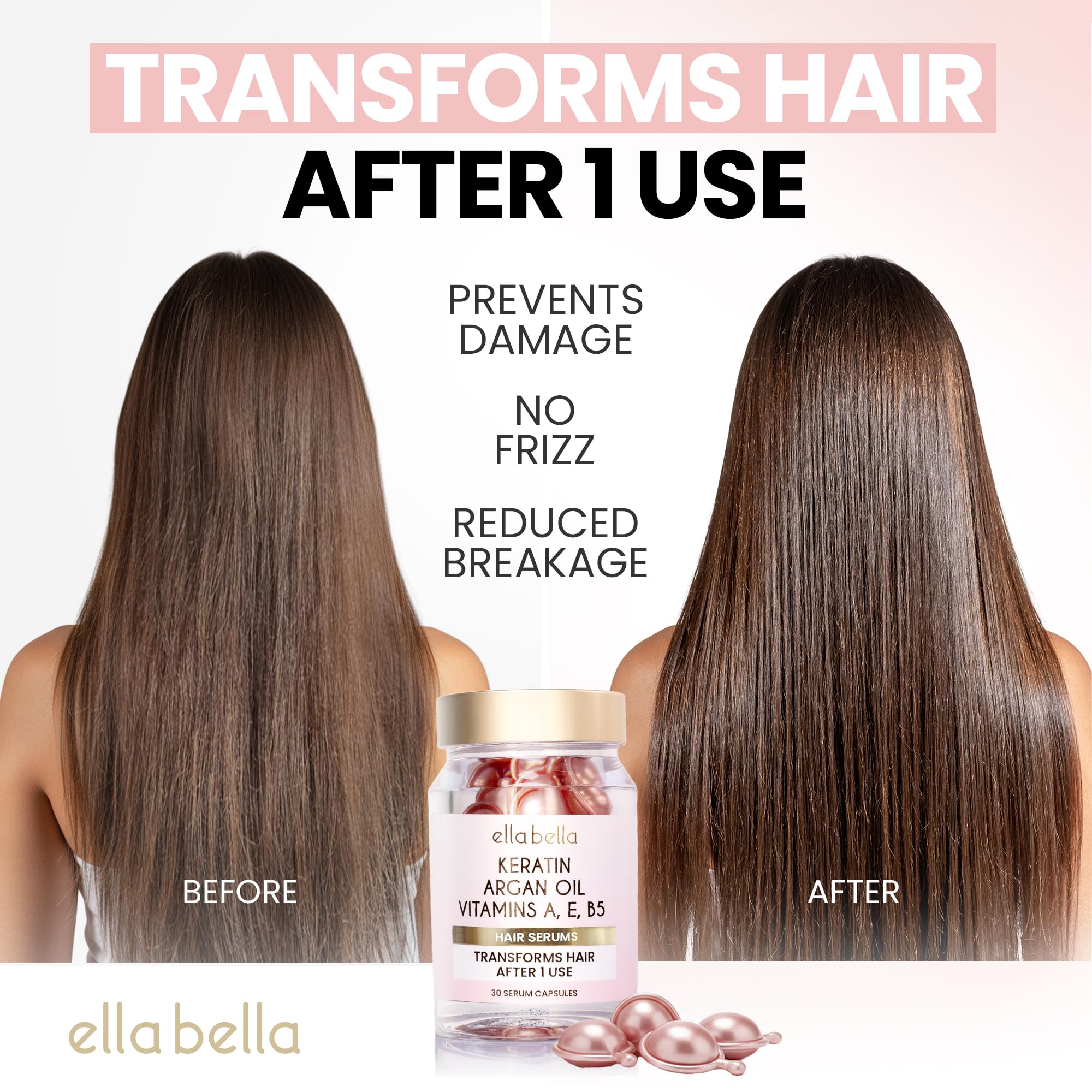 ELLA BELLA Argan Oil drop adds shine and nourishment.