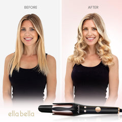 ELLA BELLA auto curler creates quick, long-lasting curls with a single press.
