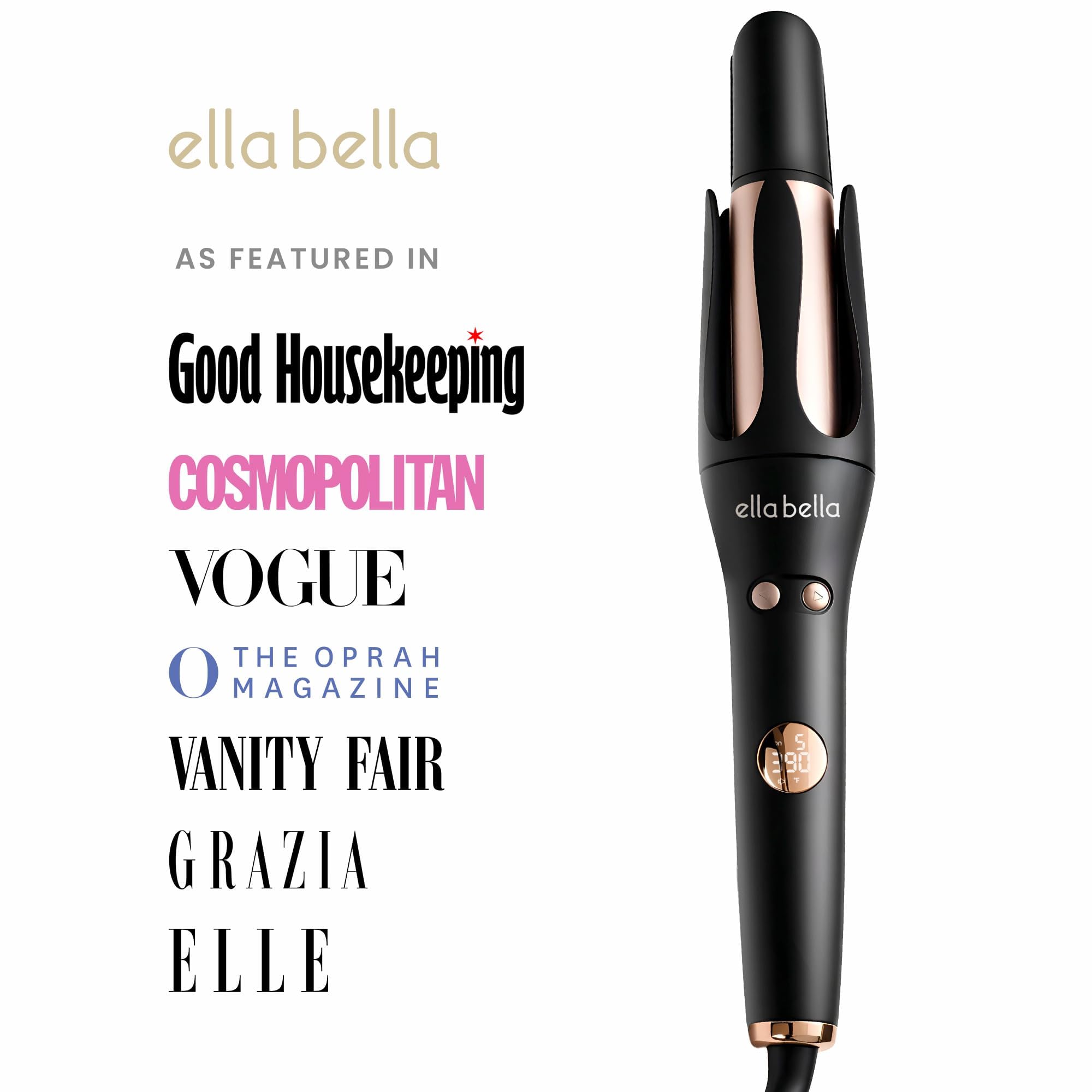 ELLA BELLA ceramic technology protects hair while styling with even heat.