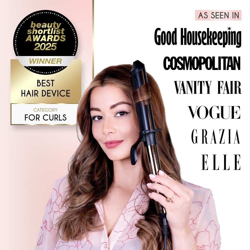 ELLA BELLA curling iron ceramic plates for smooth, frizz-free waves