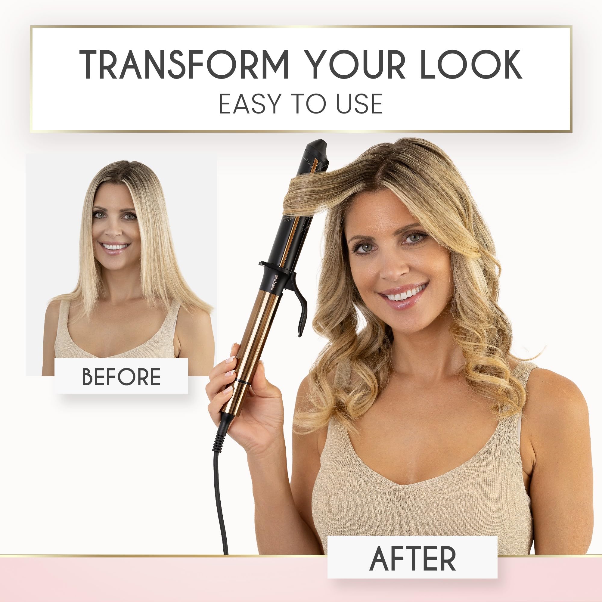 ELLA BELLA curling iron at work delivering salon-quality curls at home