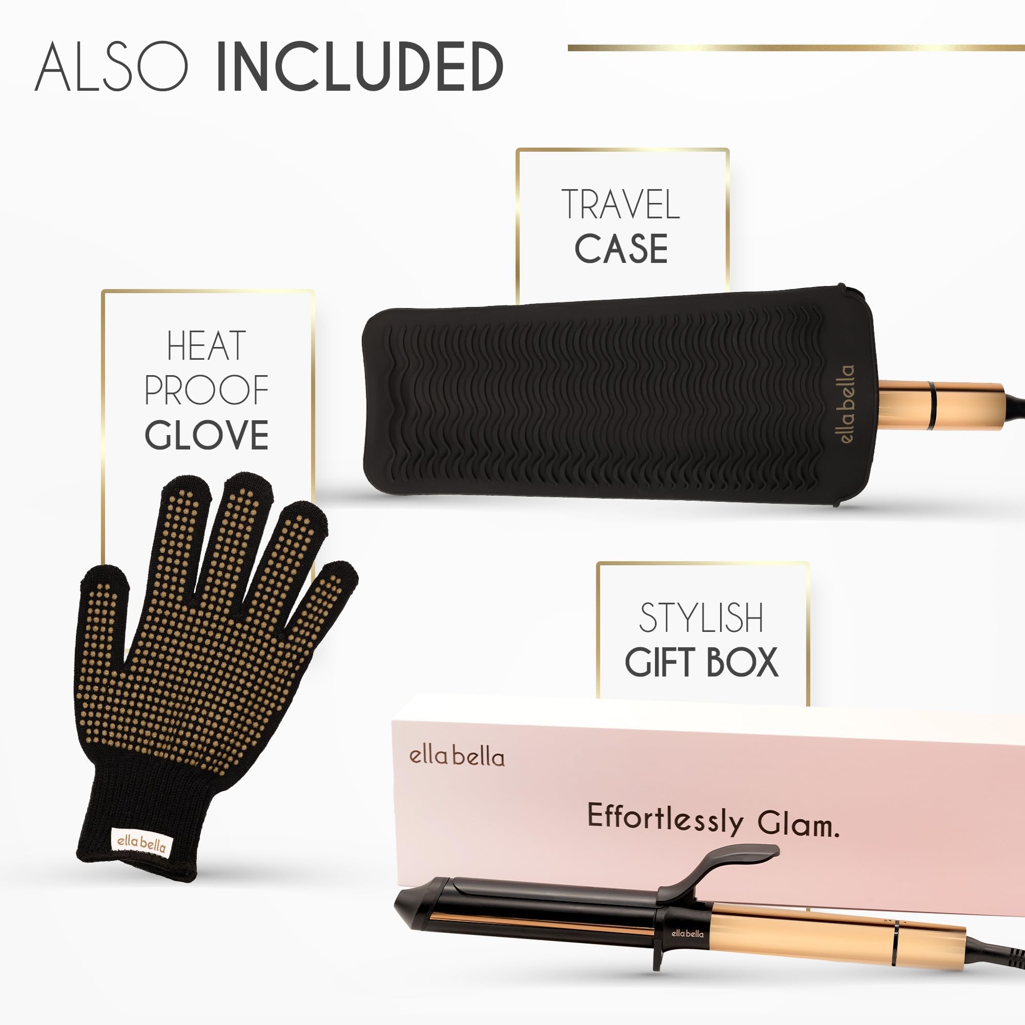 ELLA BELLA curling iron helps protect hair during styling.
