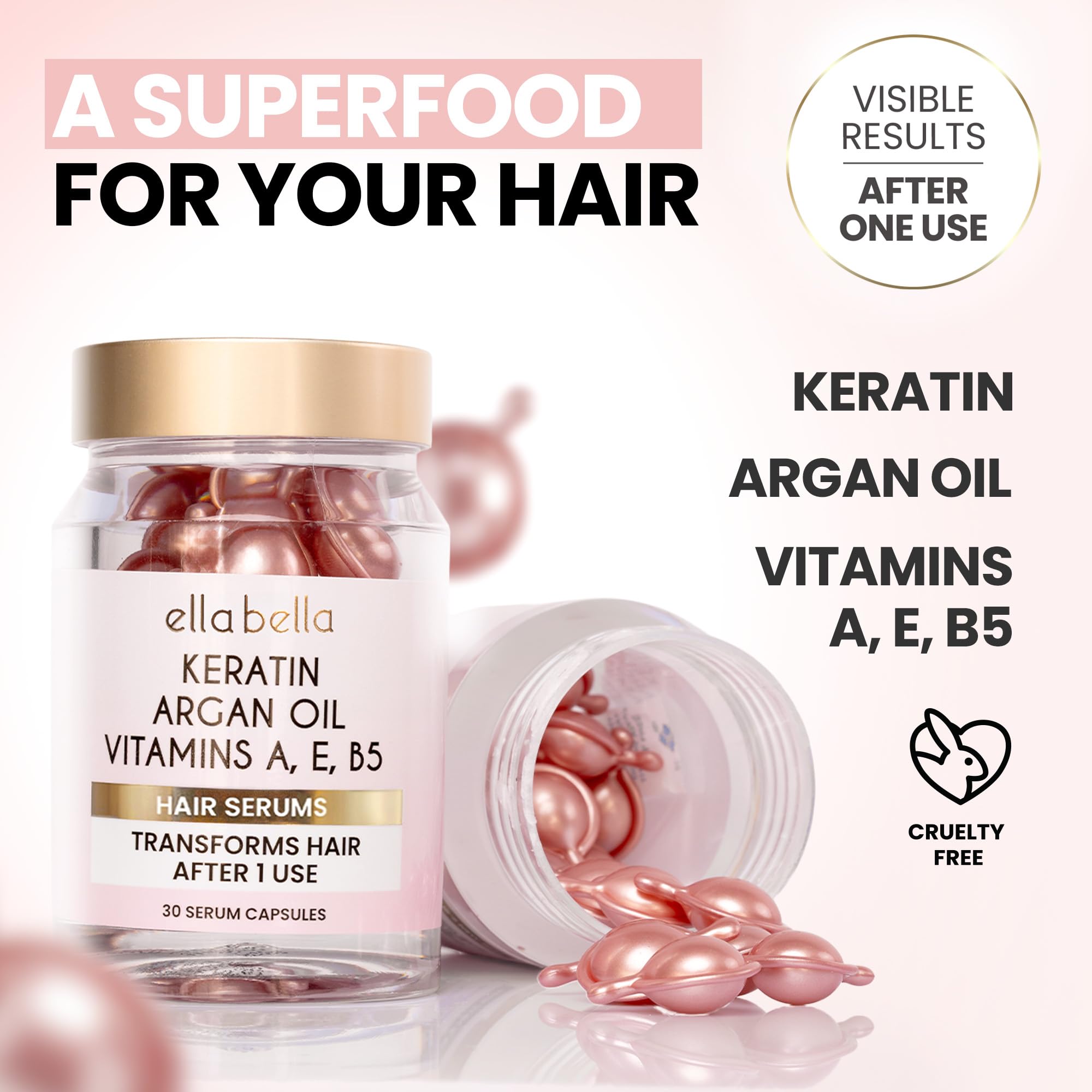 ELLA BELLA Frizz-control hair serum smooths flyaways.