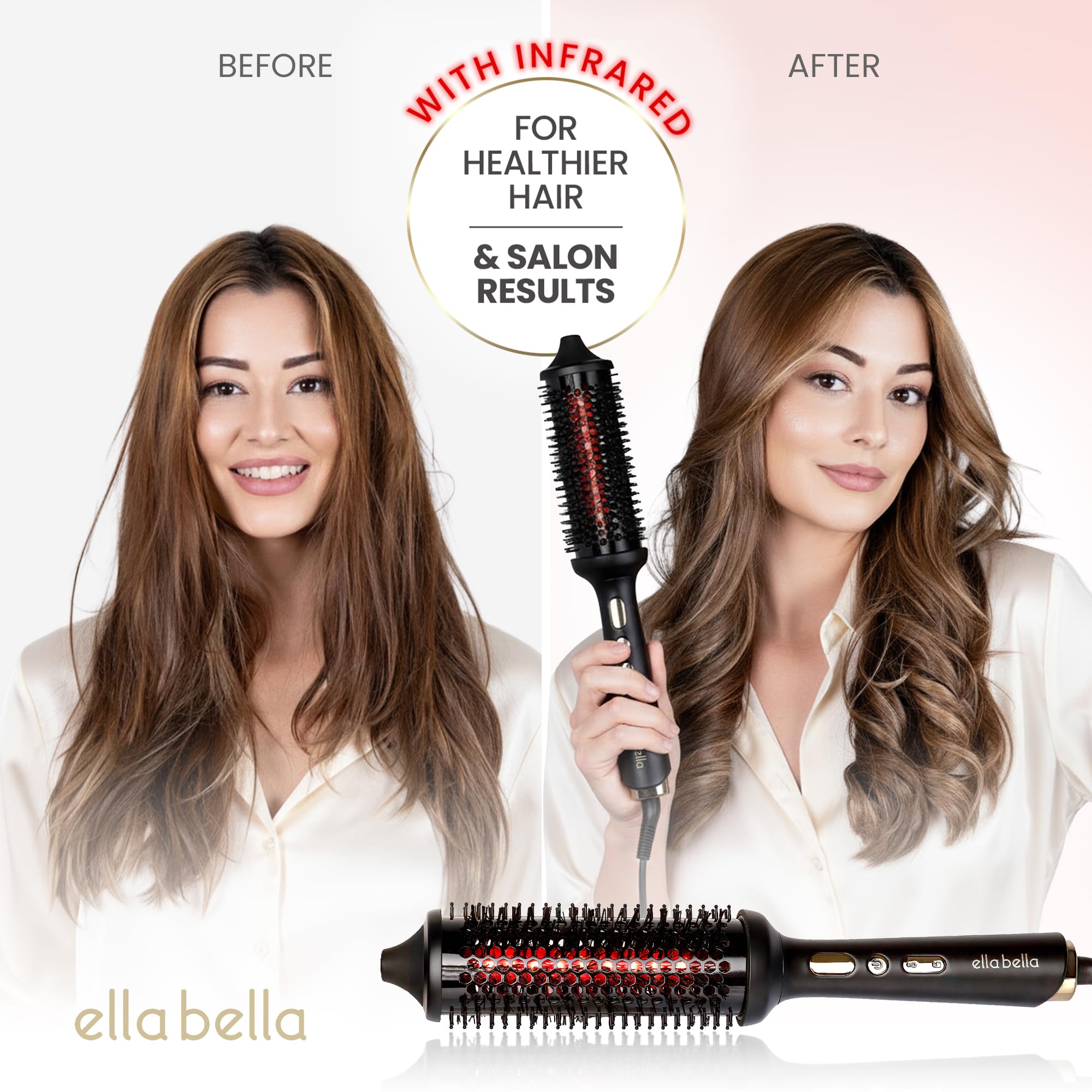ELLA BELLA infrared technology ensures even heat distribution for consistent styling.