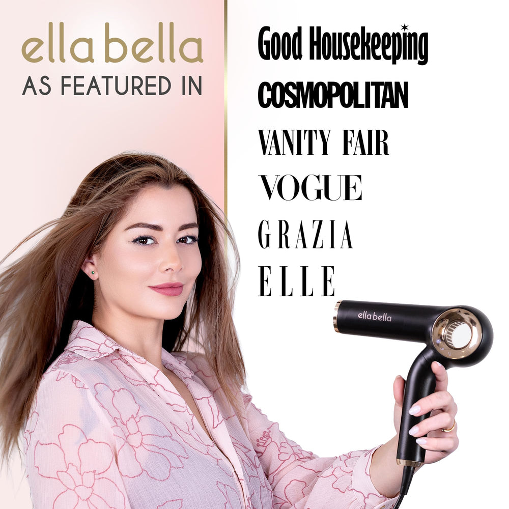 ELLA BELLA ionic hair dryer with magnetic nozzle for versatile styling options