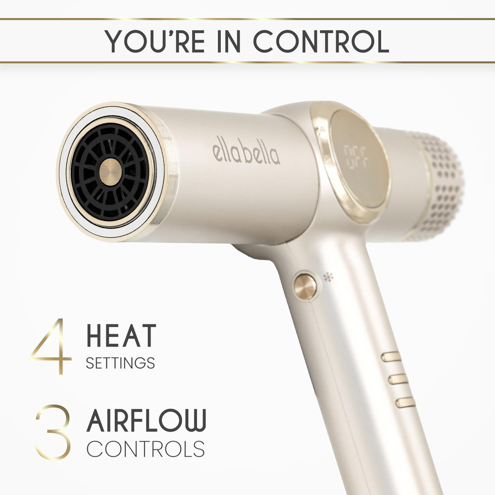 ELLA BELLA low-noise technology ensures calm drying sessions.