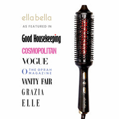 ELLA BELLA negative-ion bristles reduce frizz and boost shine.
