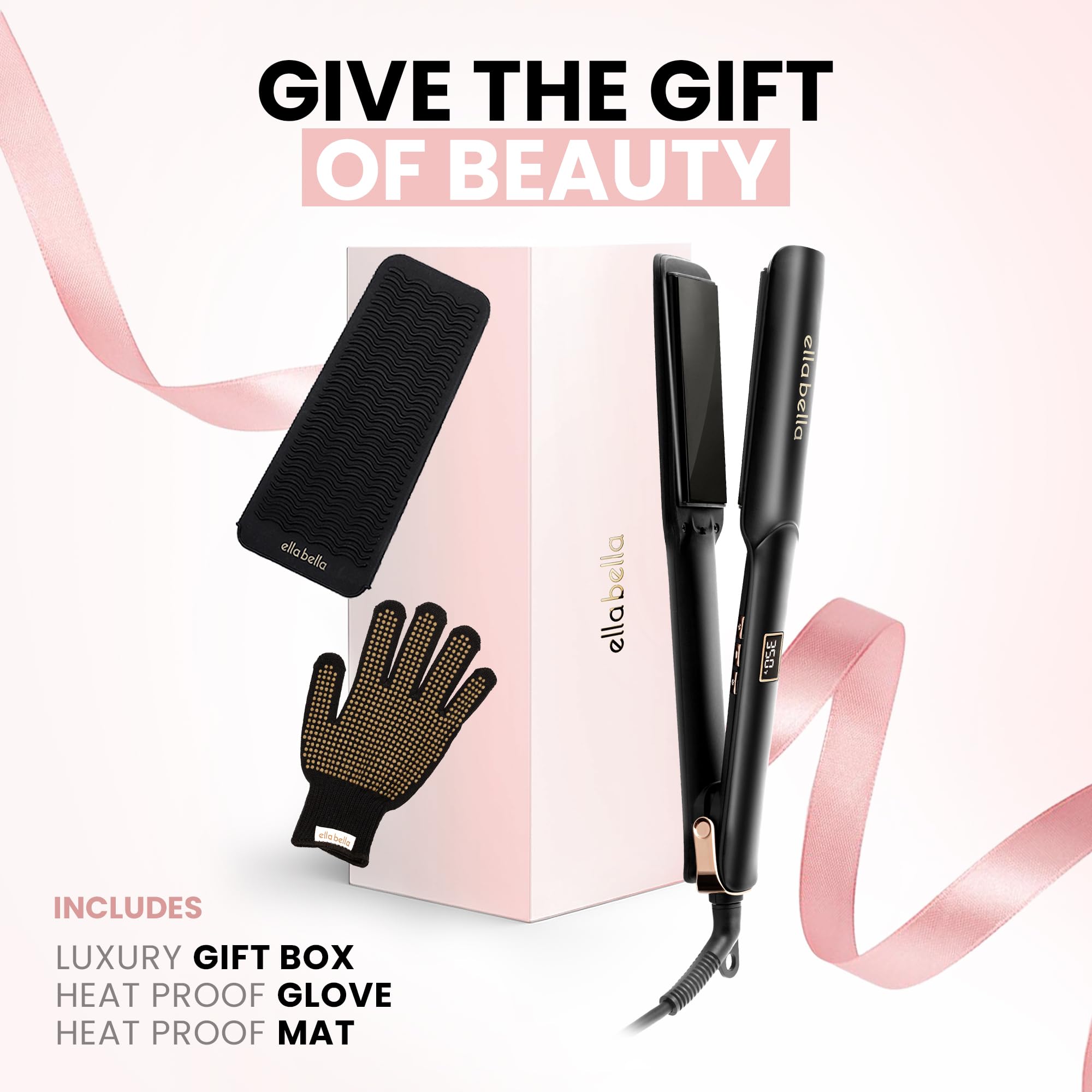 Ella Bella professional straightening iron in use for quick styling.