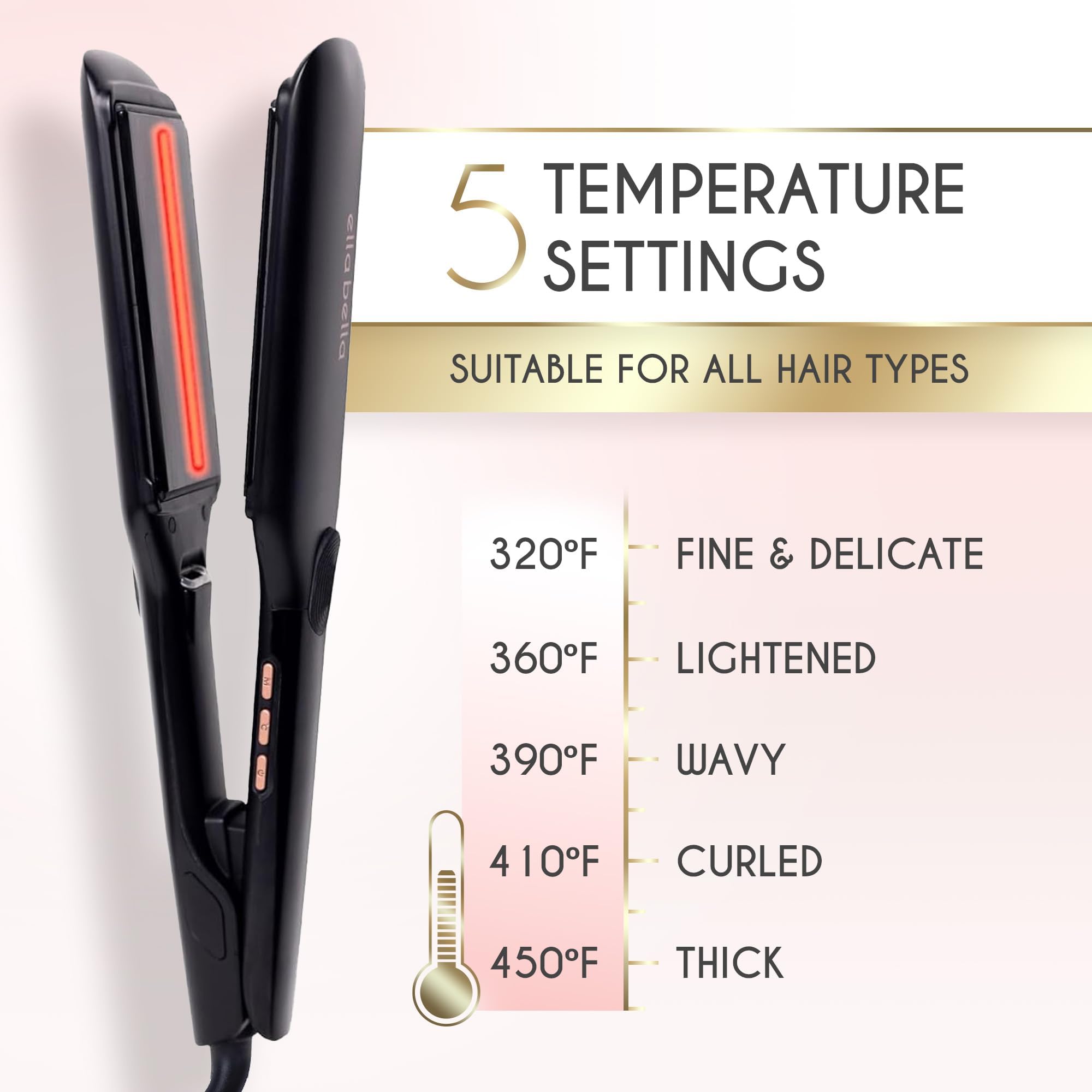 ELLA BELLA titanium plates ensure even heat distribution for consistent results.