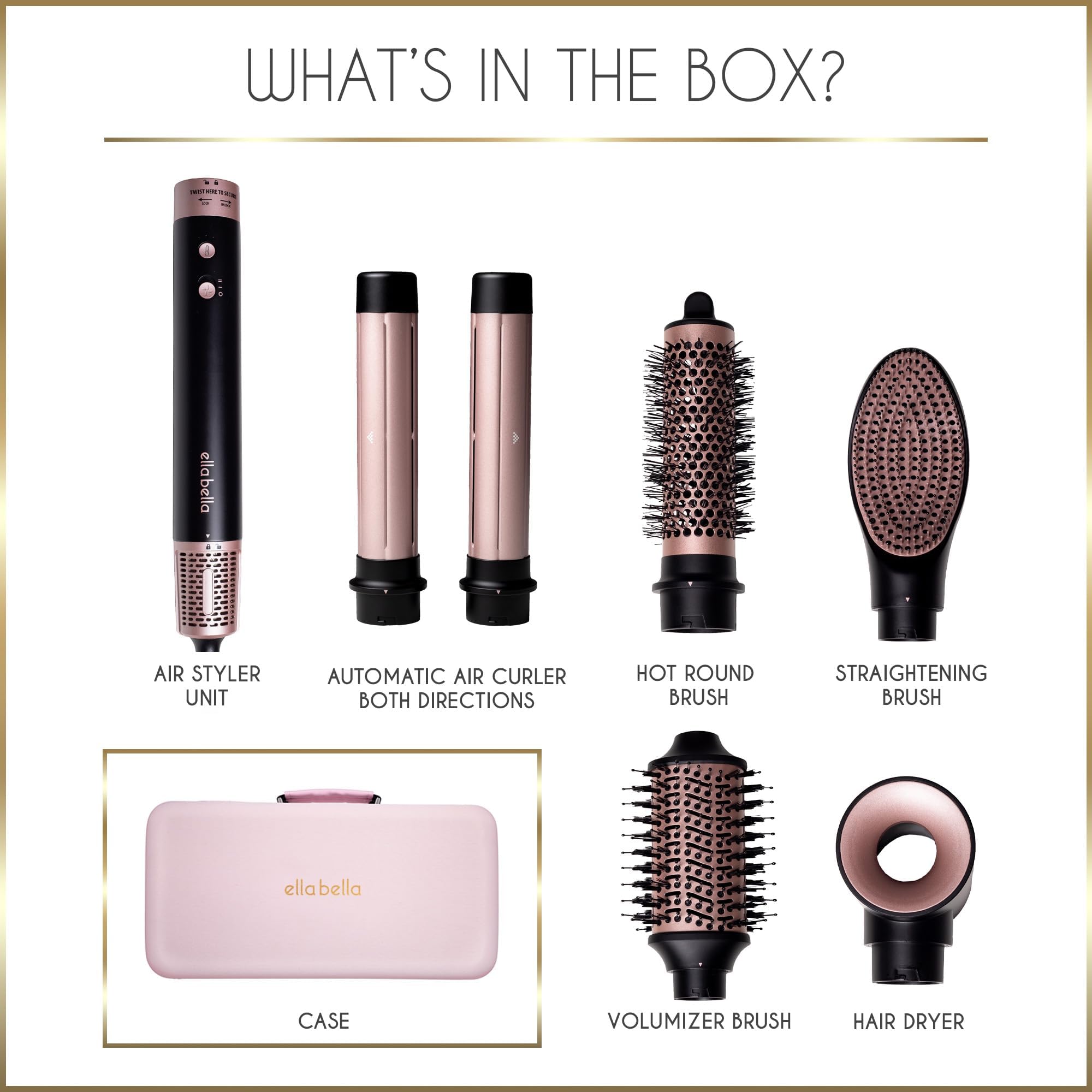 ELLA BELLA travel case included for portable styling on the go