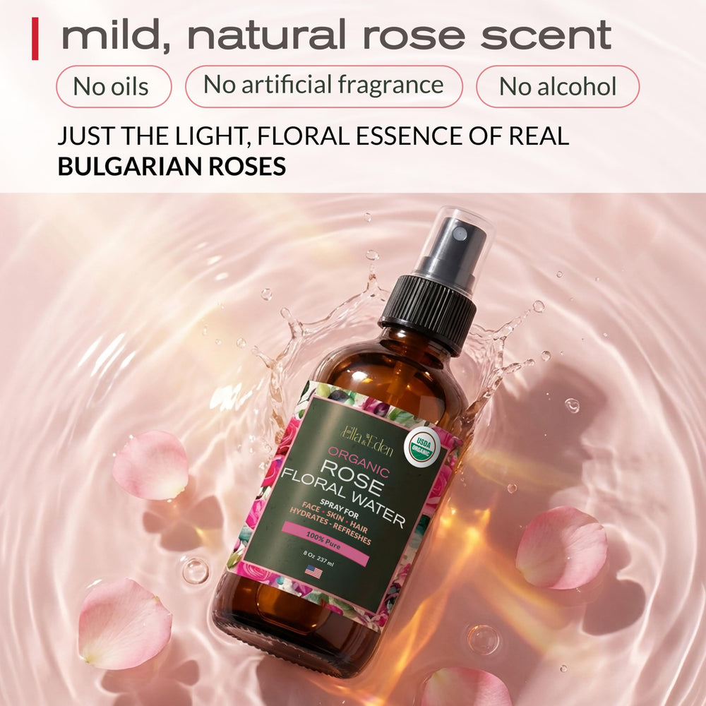 Sin alcohol, agua de rosa Ella & Eden ideal para piel sensible