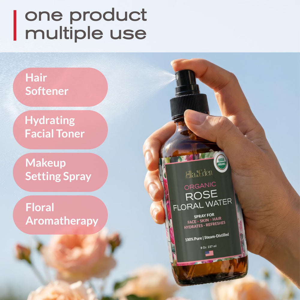 Aroma natural de rosas Ella & Eden en agua de rosa sin fragancias añadidas