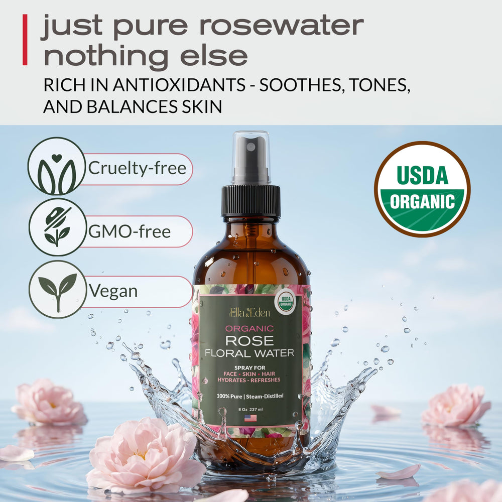 Cuidado del cabello con agua de rosa Ella & Eden para brillo ligero