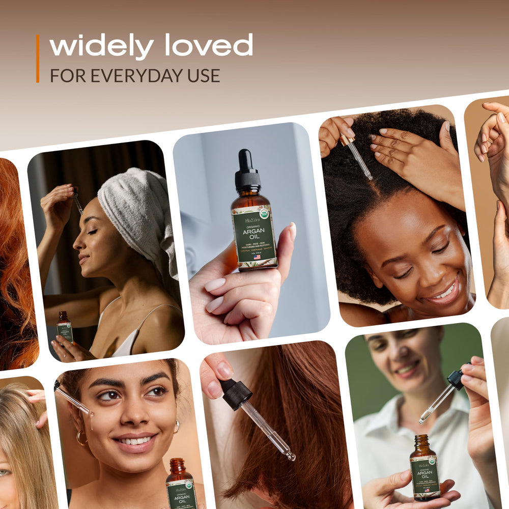 Ella & Eden Argan Oil dropper close-up showing smooth texture for massage.