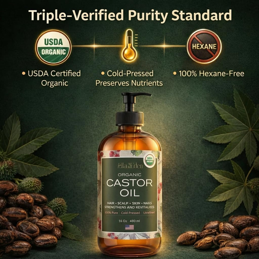 Ella & Eden castor oil supports hair growth for fuller-looking hair.