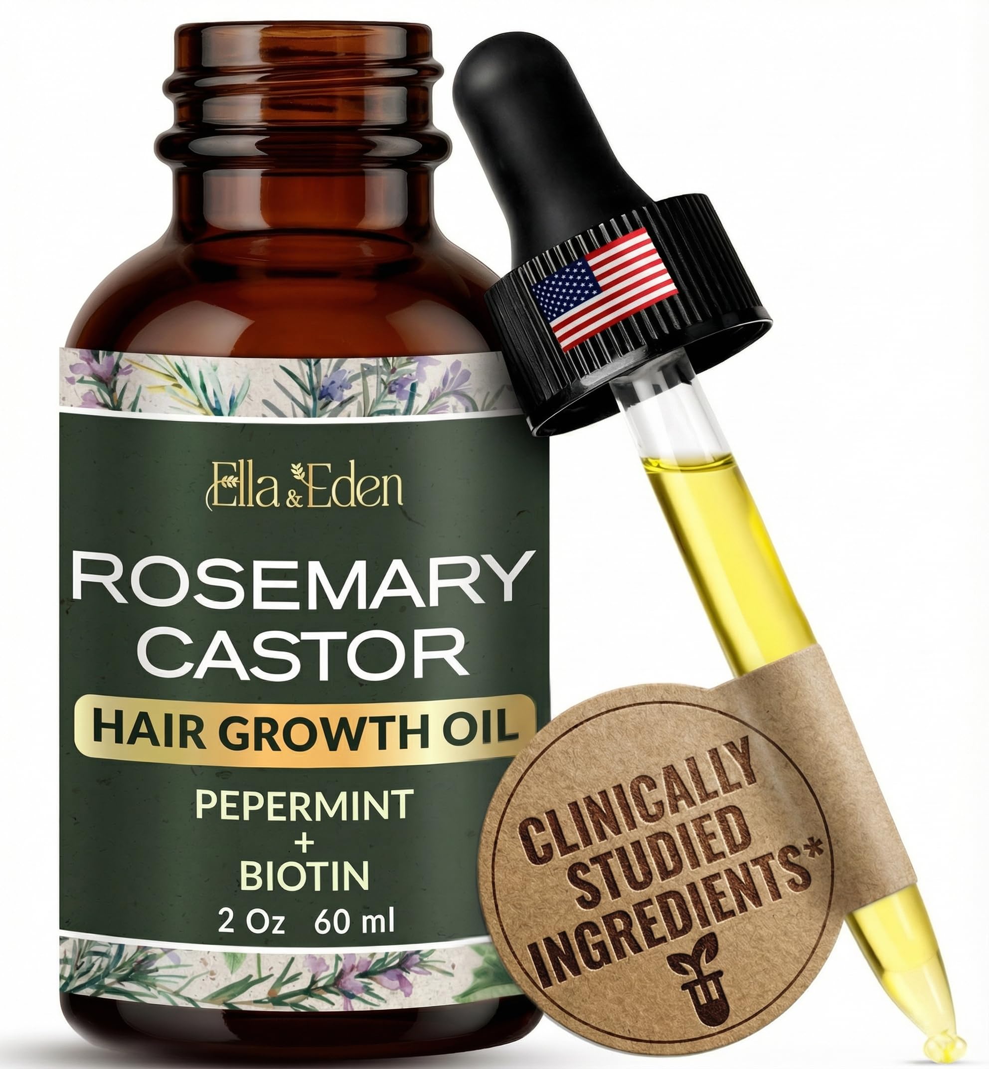 Ella & Eden Hair Growth Oil bottle for nourishing scalp and promoting stronger, shinier hair.