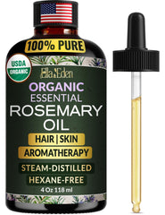 Ella & Eden rosemary oil 4oz bottle with dropper for scalp application.