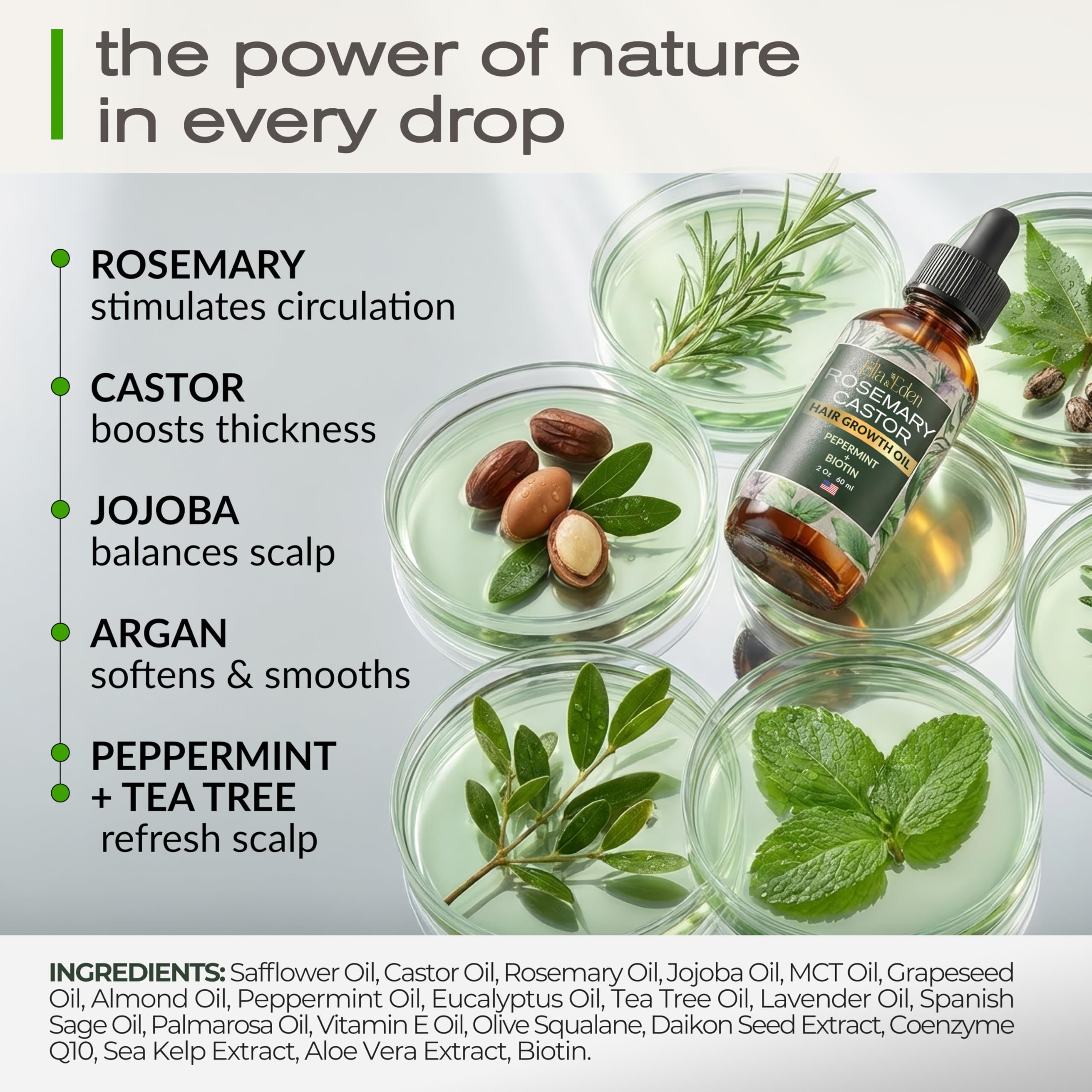 Rosemary oil in Ella & Eden formula delivering refreshing scent and scalp revitalization.