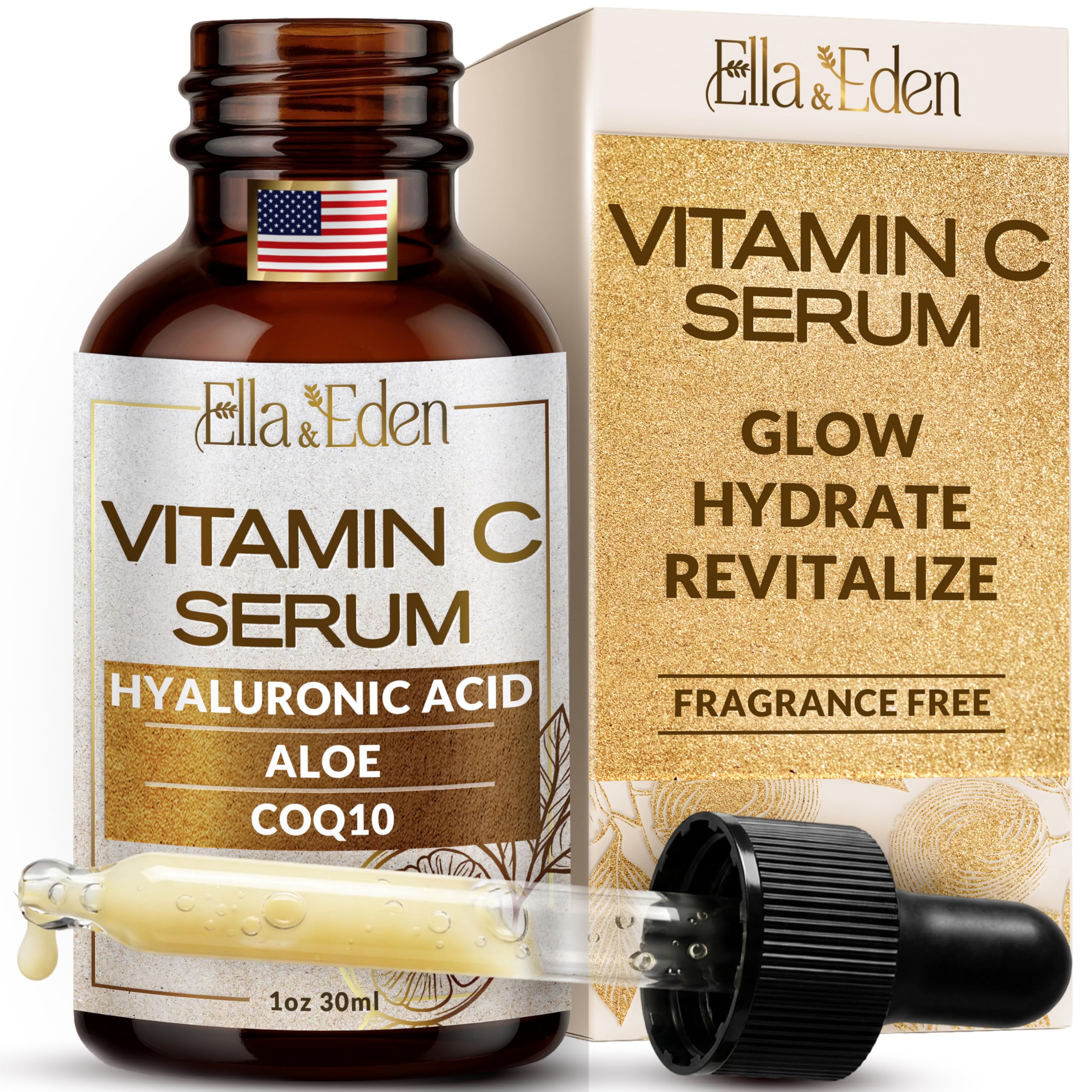 Ella & Eden Vitamin C Serum bottle close-up for daily facial care