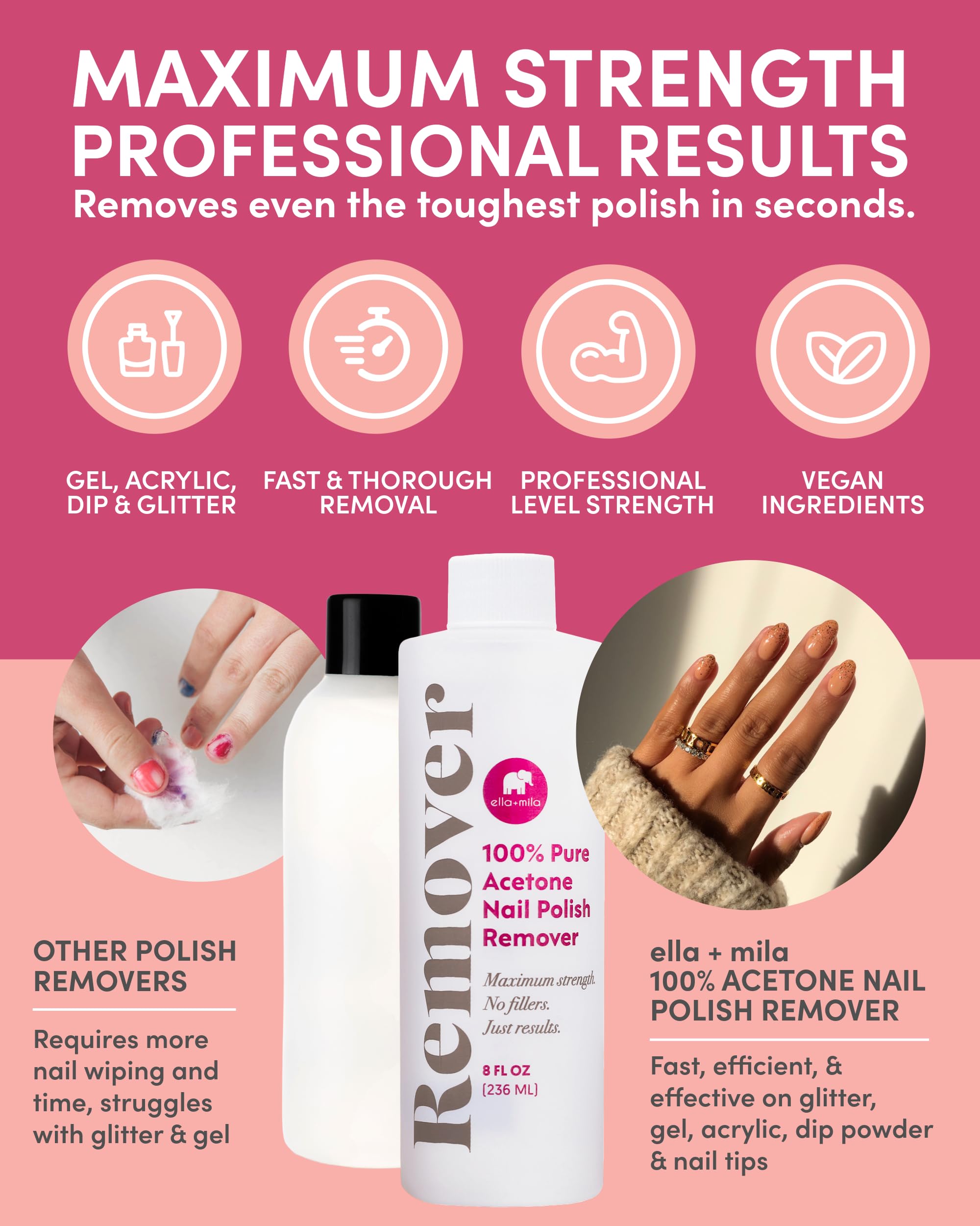 ella+mila acetone remover with foil soak-off setup for efficient manicure removal