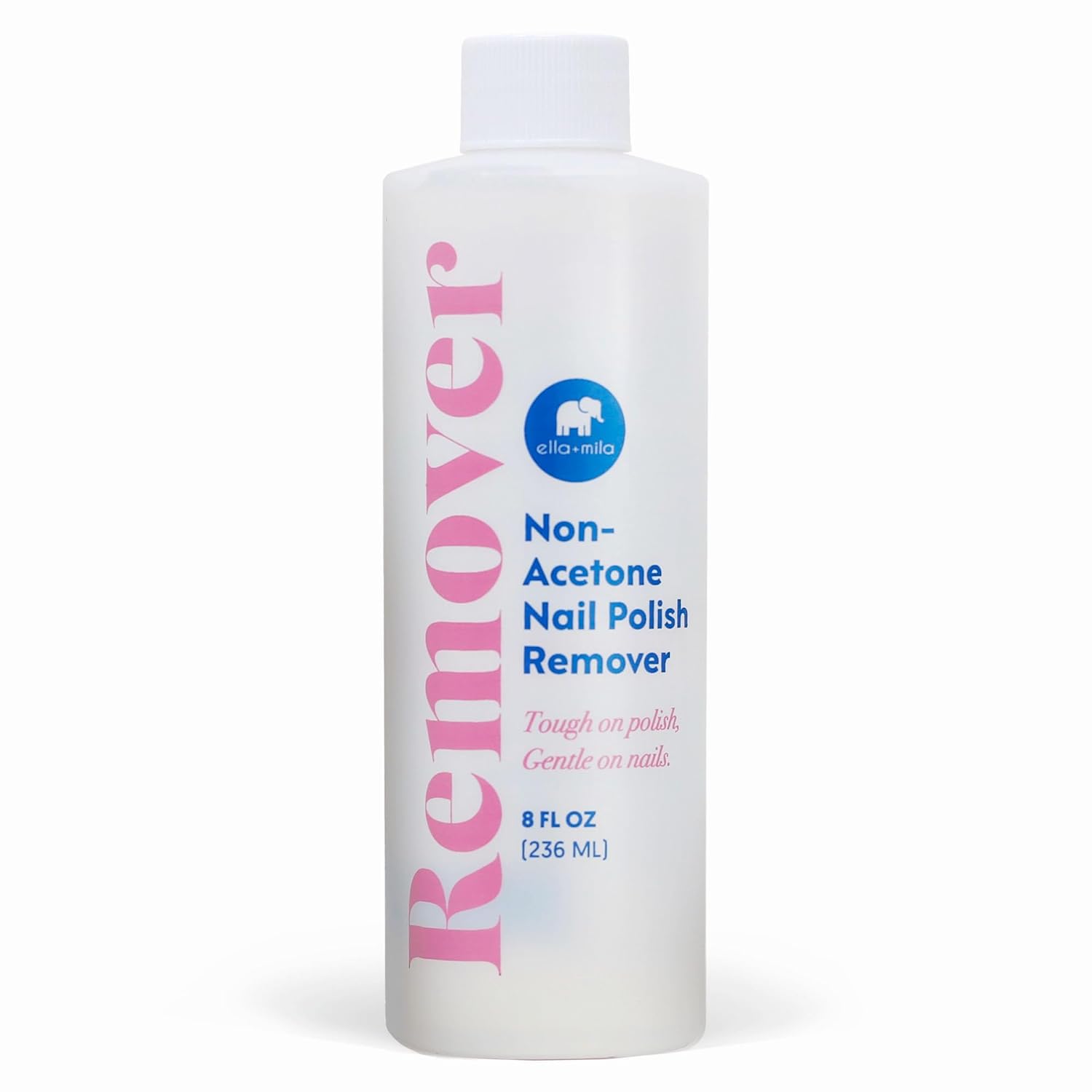 ella-mila non-acetone nail polish remover bottle—gentle polish removal for healthier nails