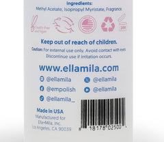 ella-mila non-acetone remover label—vegan, cruelty-free, and US-made