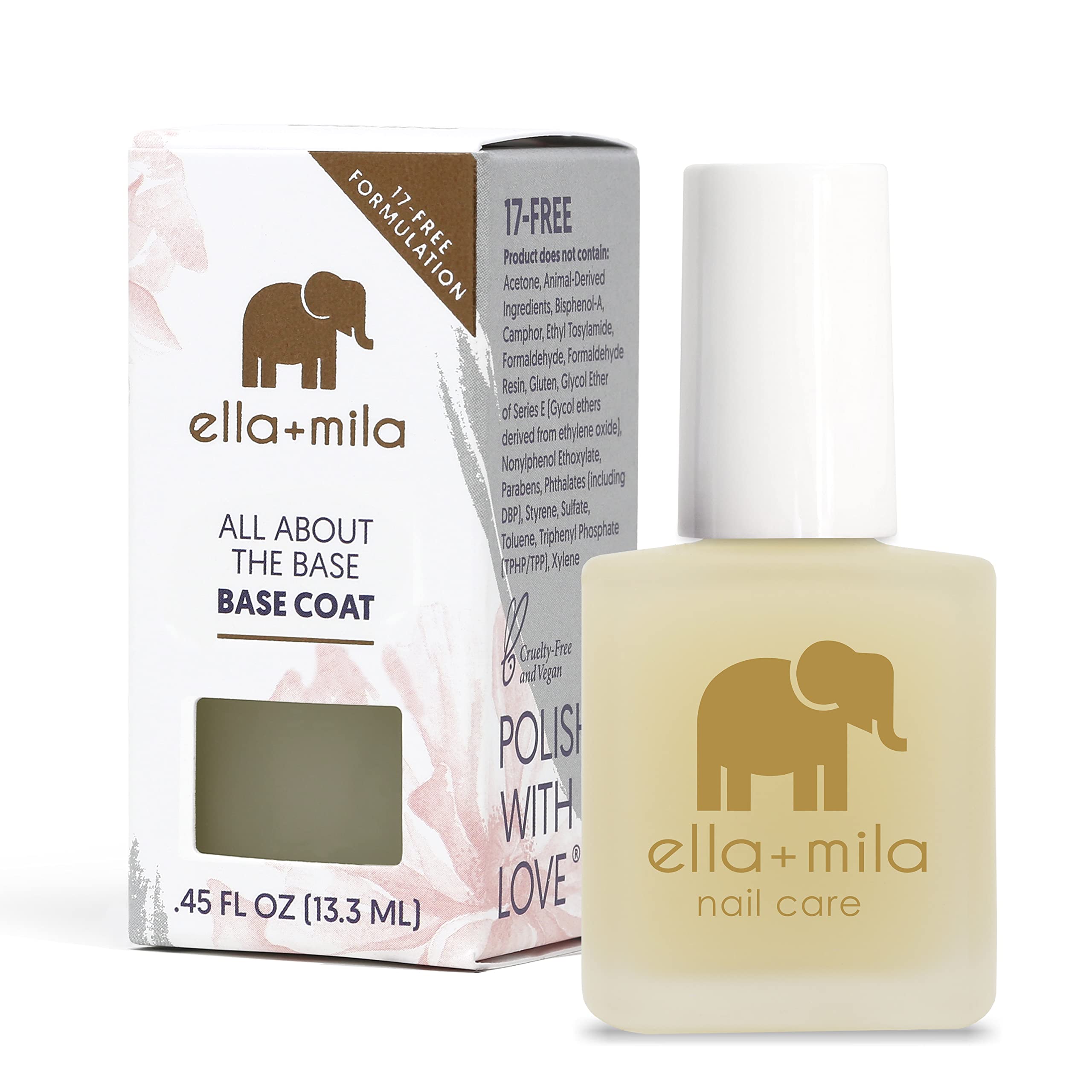 ella-mila Ridge Filler Base Coat bottle closeup showing smooth base for flawless manicures
