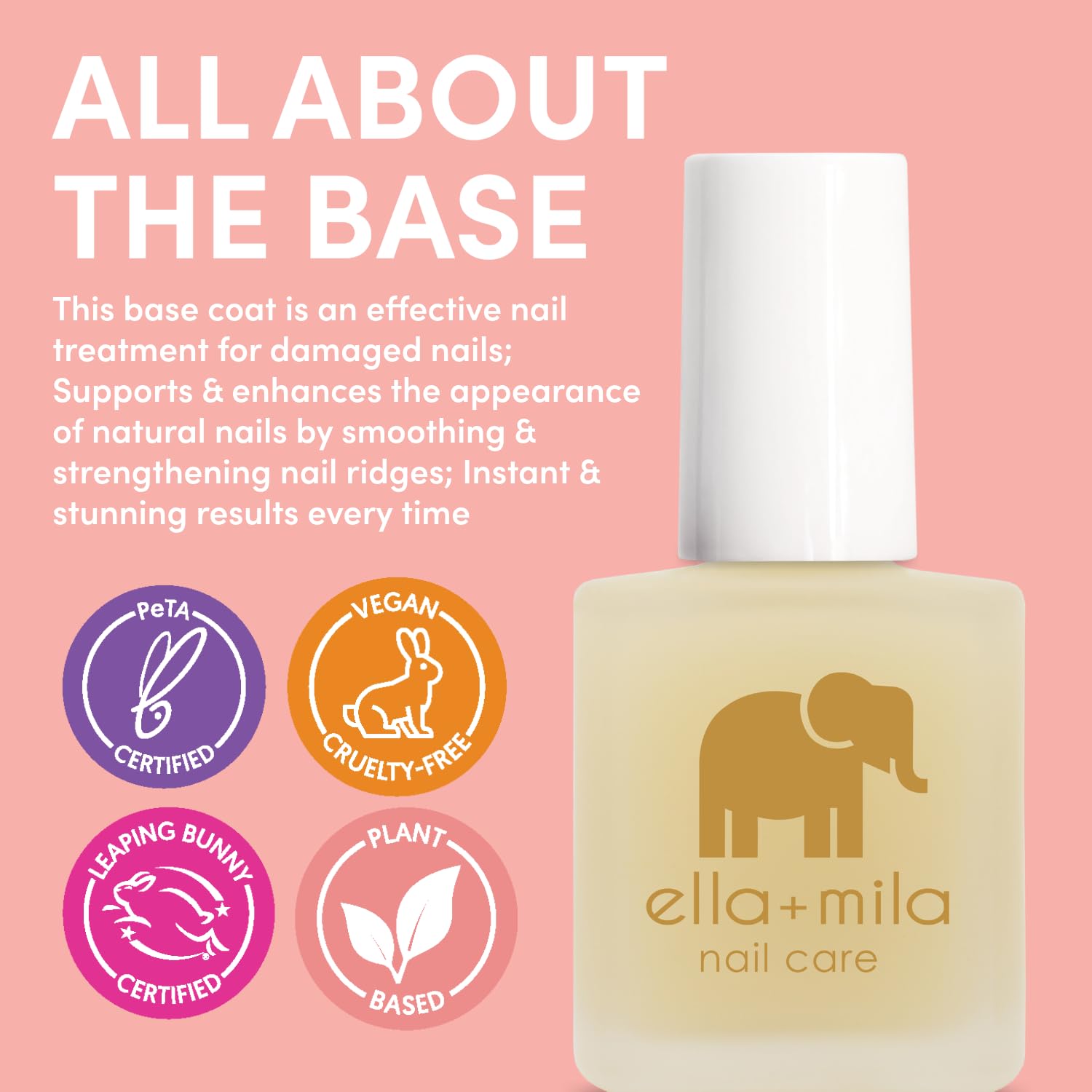 ella-mila Ridge Filler Base Coat on ridged nails before color