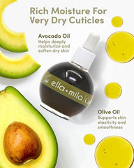Rough cuticles softening with ella-mila cuticle oil in use.