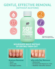 ella+mila remover on cotton pad demonstrates simple, quick polish removal.