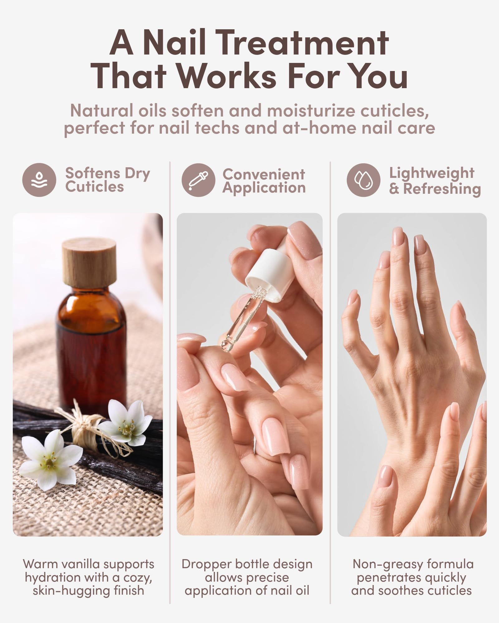 ella+mila Vanilla Dream fast-absorbing formula penetrates quickly