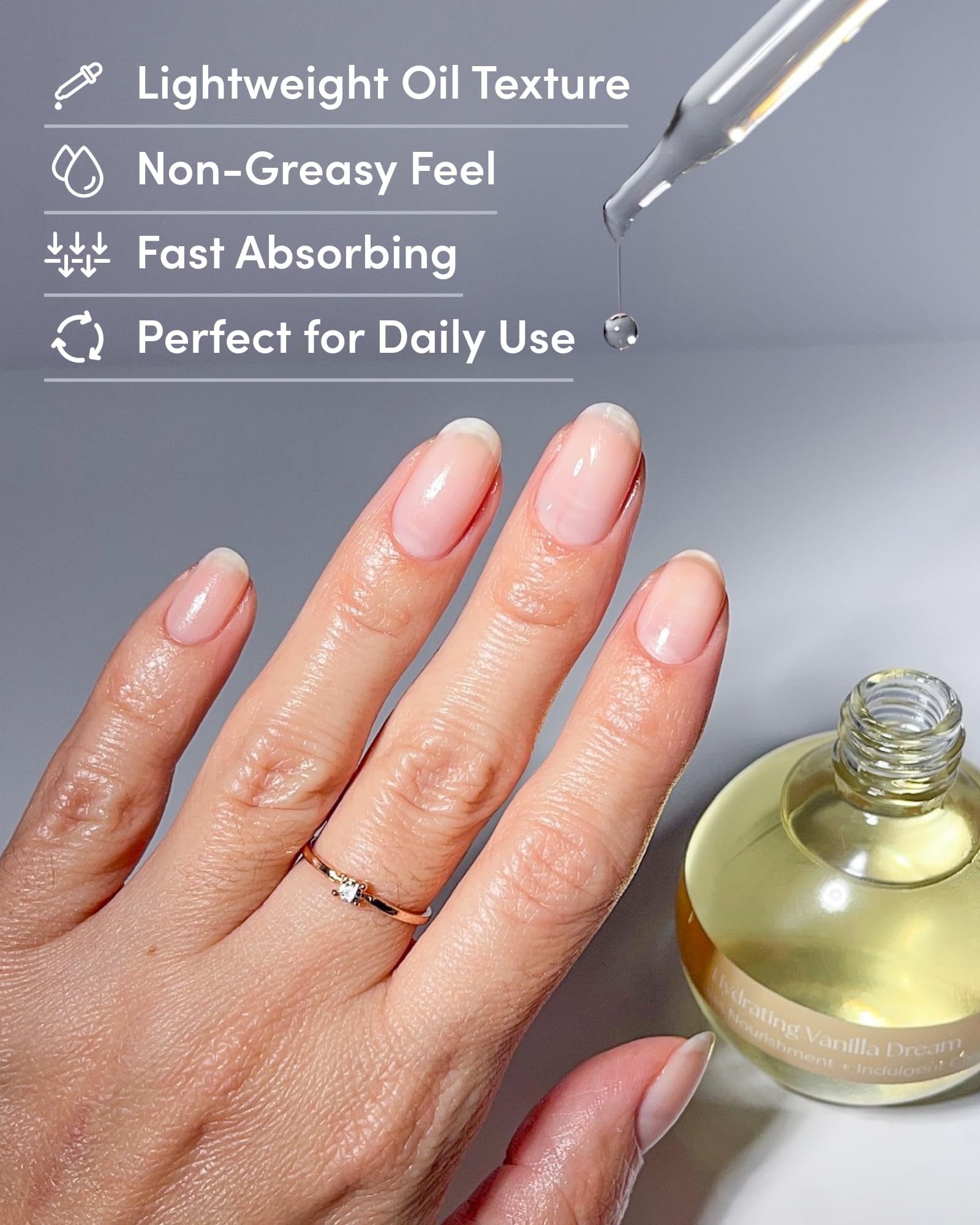 ella+mila daily hydration supports healthier-looking nails over time