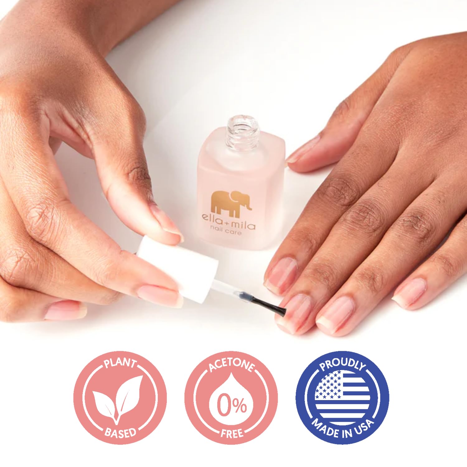 Ella Mila vitamin E ingredient bottle highlights nourishing care.