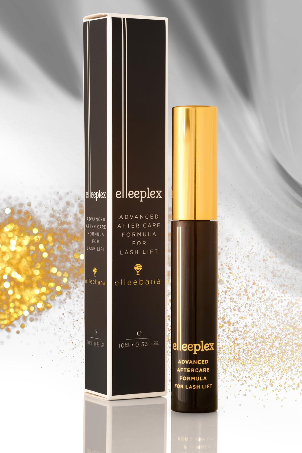 Elleebana Advanced Aftercare showcased in lash care routine near eyes.