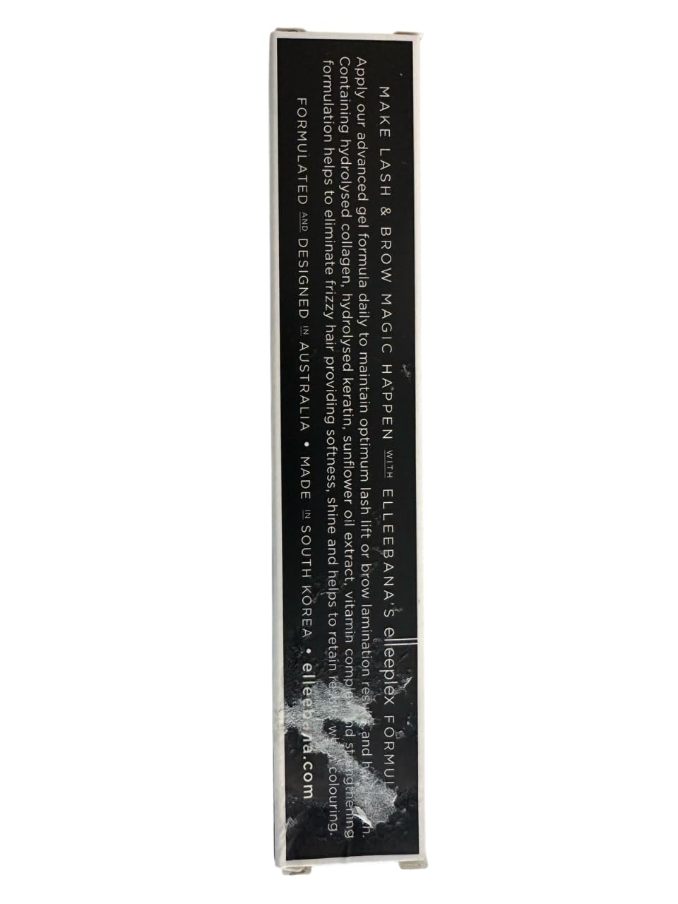 Glossy lashes and defined brows aftercare finish with Elleeplex.