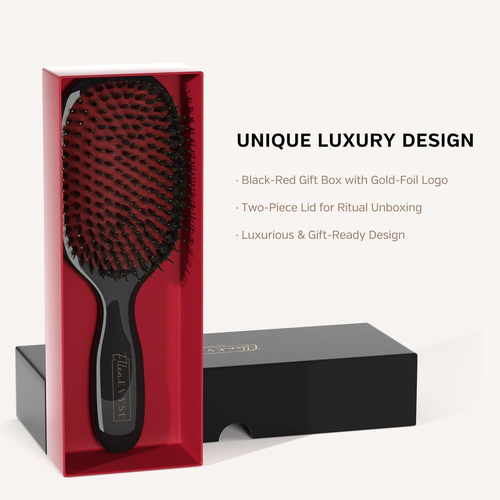 Ellen Evyse brush vent-hole design for gentle scalp massage