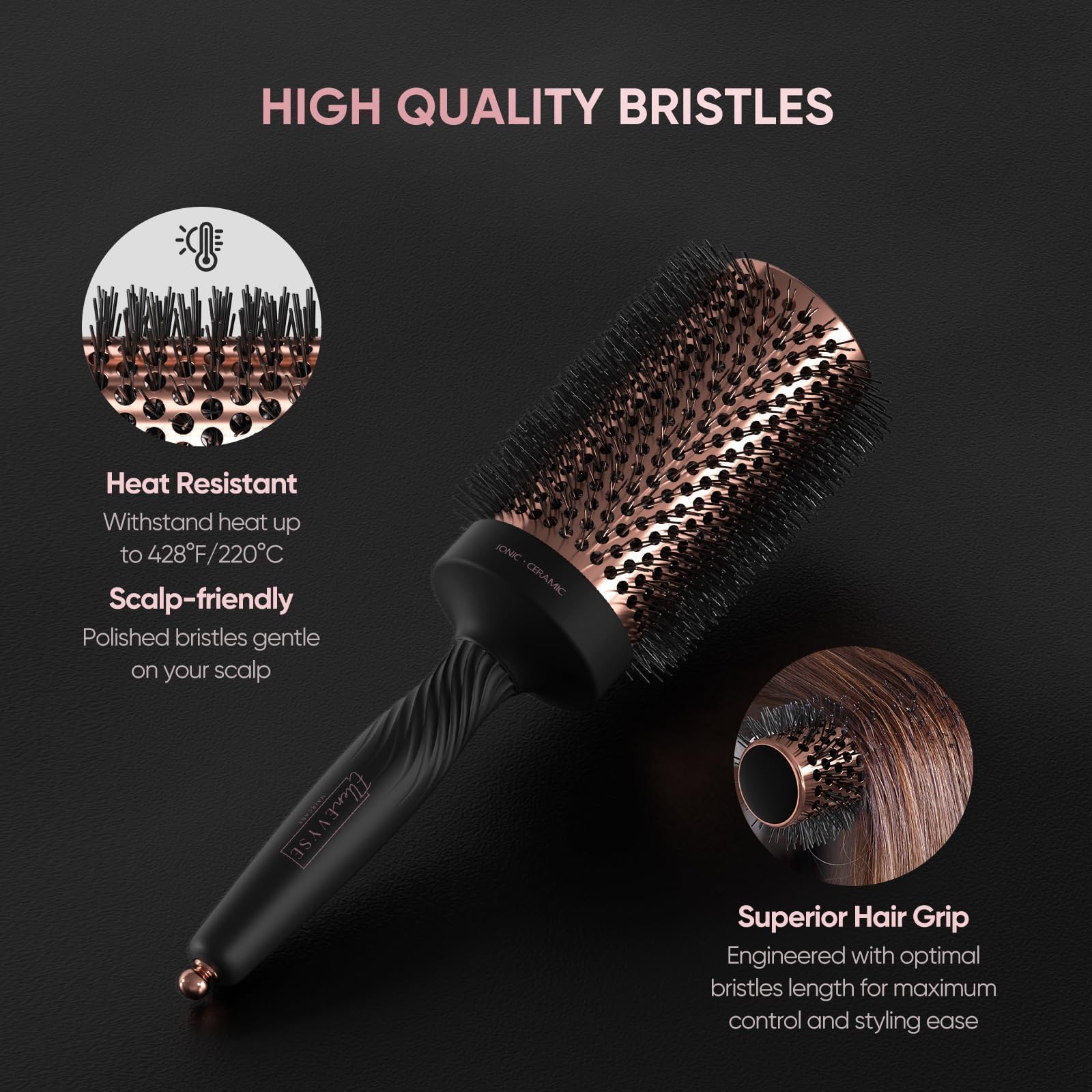 Ellen Evyse round brush two sizes offer versatile root volume.