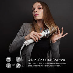 Ellena E1 3D Teeth heated comb smoothing for frizz-free, polished ends.