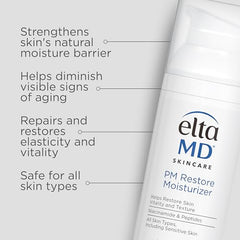 EltaMD AM Therapy Moisturizer texture highlights smooth skin and even tone.