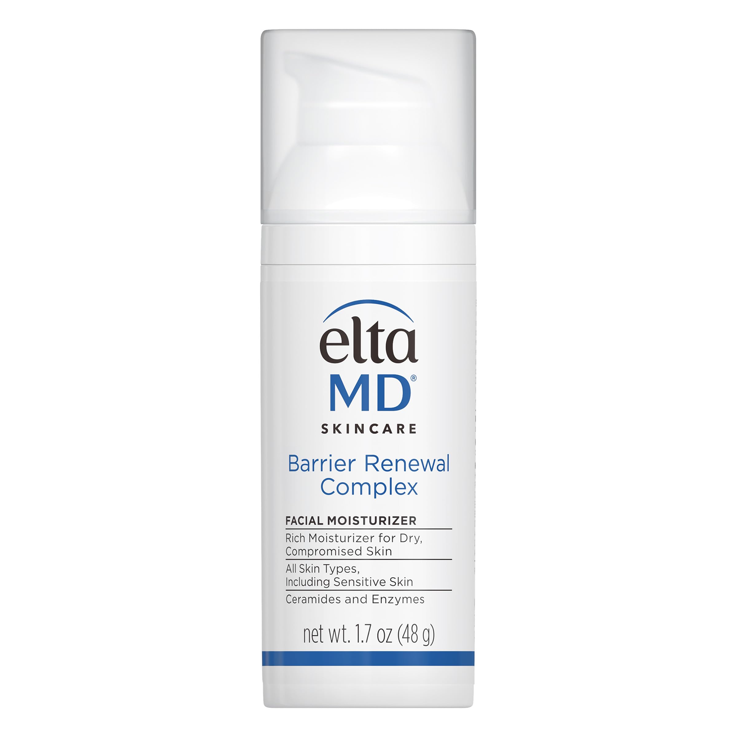 EltaMD Barrier Renewal Complex bottle pump for daily hydration of dry skin.