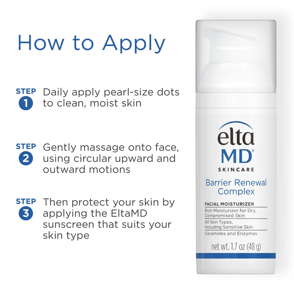 Ceramides and lipids blend featured with EltaMD Barrier Renewal Complex for barrier support.